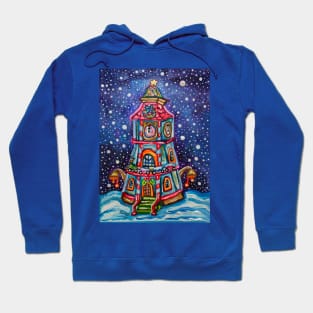 Vintage Christmas Clock Tower Painting Hoodie